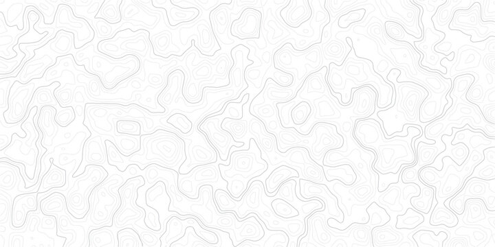 Gray topographic map lines on white background for design and texture purposes
