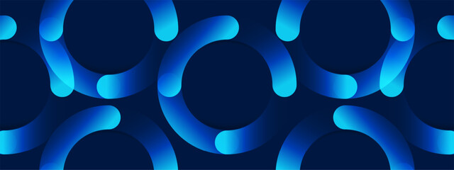 Modern abstract blue rings with smooth gradient lighting on dark background. Futuristic technology concept. Vector illustration © BoBloob