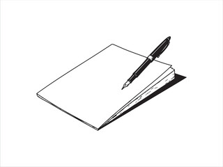 Naklejka premium Black pen resting on top of open notebook page