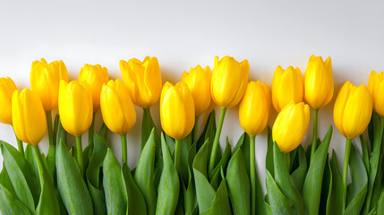 yellow tulips on white background