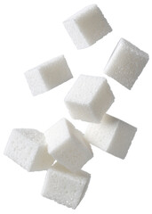 sugar cubes flying isolated on transparent background