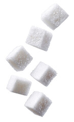 sugar cubes flying isolated on transparent background