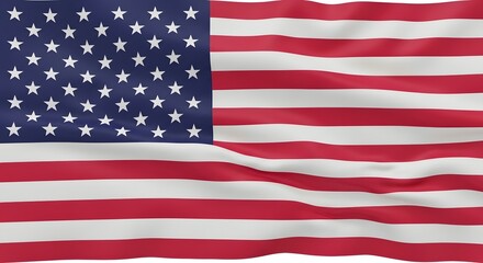 Fototapeta premium The american flag waving isolated on white background with red white and blue colors