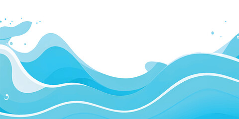 Abstract blue water wave splash background vector illustration. Vibrant cartoon ocean wave vector with splash and foam on white background, water wave, kids themes, and digital art.