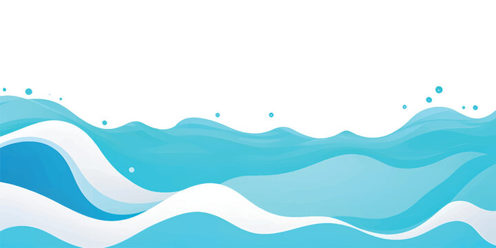 Abstract blue and green water wave splash background vector illustration. Vibrant cartoon ocean wave vector with splash and foam on white background, water wave, kids themes, and digital art.