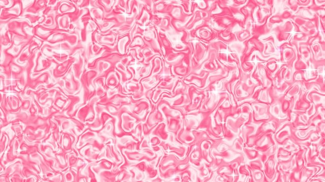 Vibrant Pink Glitter Liquid Texture Background with Sparkling Stars - Abstract Wavy Glossy Surface Design for Festive and Glamorous Themes