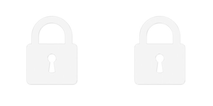 Transparent Glass Padlock Icon, 3D Security Symbol for UI on Alpha Background