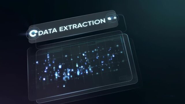 Customs & trade compliance automation - A hand interacts with a futuristic digital interface displaying a glowing document icon and the text 'DATA EXTRACTION'.