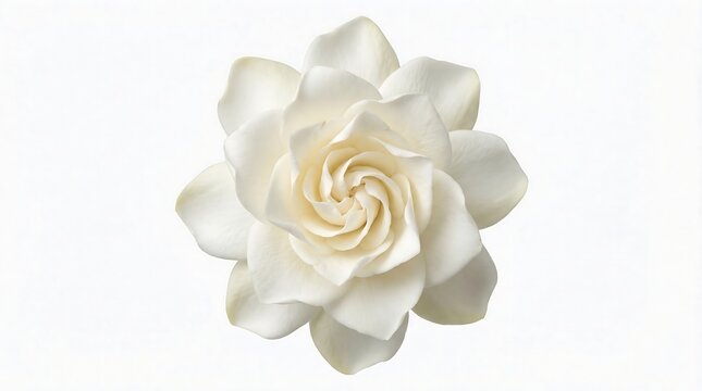 Beautiful creamy white gardenia rose isolated on white background cutout