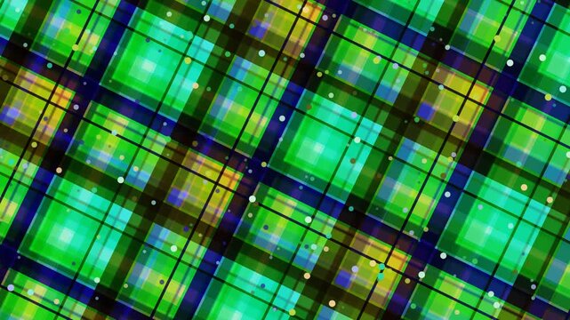 Abstract Green and Blue Plaid Pattern Animation Background.