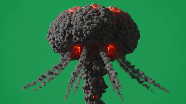 Explosion Mushroom Cloud Green Screen Background