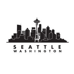 Obraz premium seattle city skyline vector illustration