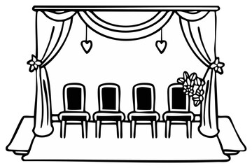 Naklejka premium Ceremony scene with chairs, stage, and decorative elements