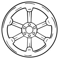 Naklejka premium Simple Outline Drawing of a Vehicle Wheel Rim