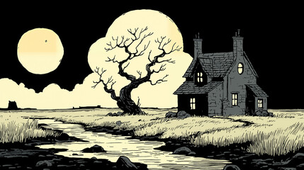 haunted house in forest