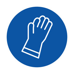Obraz premium Blue Circle Icon of a Gloved Hand Representing Safety and Protection