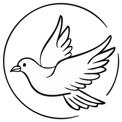 Obraz premium Flying dove graphic illustration, peace symbol in a circle.