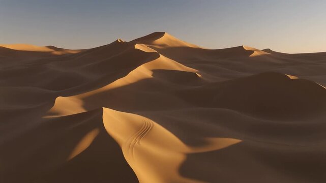 Golden Sand Dunes Under a Clear Sky