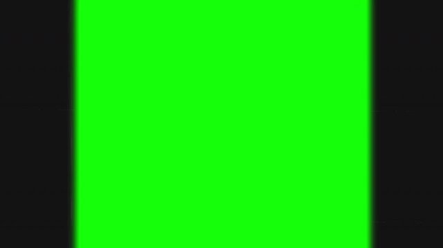 Horizontal VHS 4x3 frame with clean retro border on green screen. Optimized for chroma key compositing. Ideal for vintage framing and broadcast visuals.