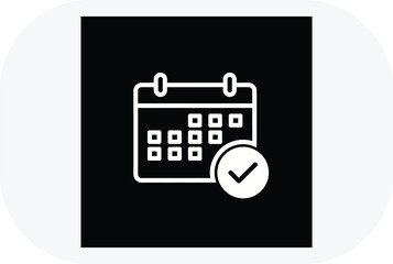 Obraz premium A calendar icon with a checkmark on a black background