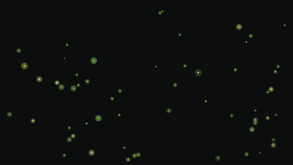 Abstract cosmic digital art featuring glowing neon green stars and dots against deep black space background for futuristic sci-fi design © Hera