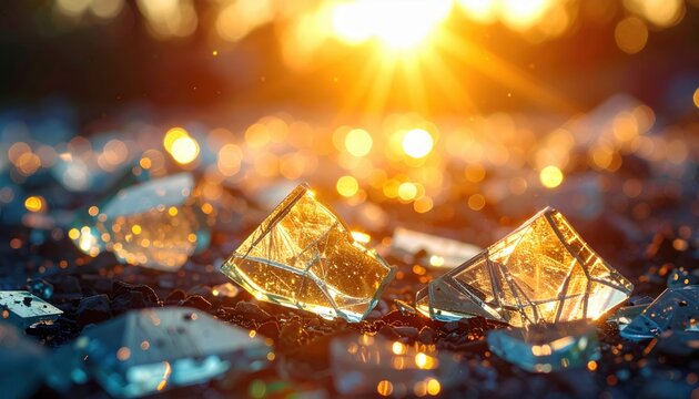 FlyPro Firefly Shattered Glass Fragments Catching Light Creating Dazzling Dangerous Mosaic on Ground detaile_30c2de_1