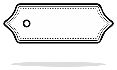 Blank label or tag with dotted border and rounded corners isolated on a white background with a shadow