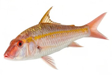 Fototapeta premium A vibrant red snapper fish swimming gracefully against a plain background