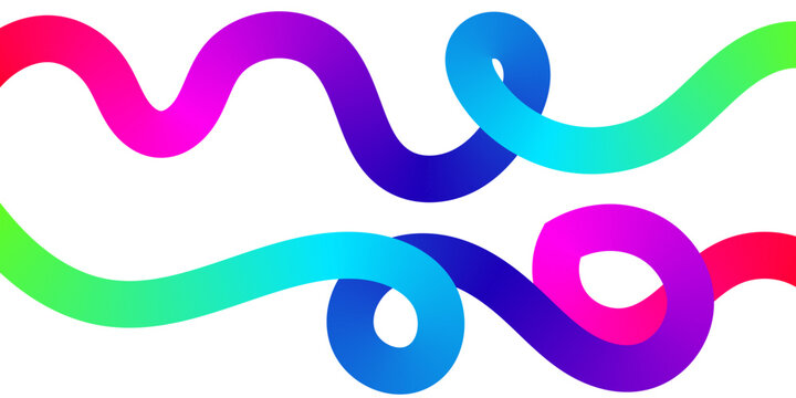 Abstract vector illustration of two intertwined wavy lines with a smooth gradient color transition from red to green, isolated on a white background.