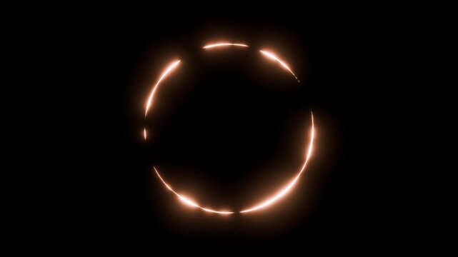ring of fire black solar eclipse circle 3d animation overlay dark background loop seamless footage