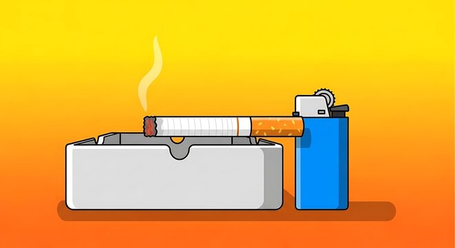 Cigarette and lighter on a surface.