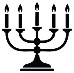 Fototapeta premium Candelabrum silhouette with five burning candles for religious and decorative purposes