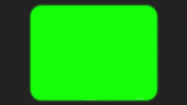 Horizontal VHS 4x3 frame with dark static and analog flicker on green screen. Built for chroma key edit. Perfect for retro TV and vintage playback visuals.