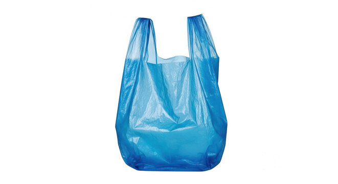 A blue plastic bag on transparent background