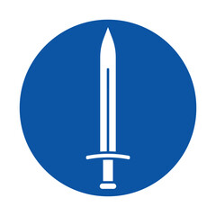 Fototapeta premium Minimalist Design of a Sword Icon on a Blue Circular Background