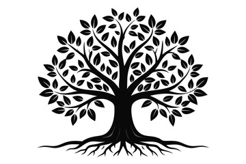Obraz premium Abstract Black and White Tree Growth Graphic Representing Progress, Transformation and Life Cycles