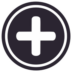 Obraz premium Modern digital icon featuring a white plus symbol inside a dark grey circular shape