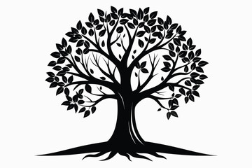Obraz premium Monochrome Tree Silhouette Illustrating the Process of Personal Growth and Strength
