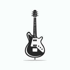 Fototapeta premium Dynamic Black and White Electric Guitar Vector Icon Representing Music, Rock, and Performance