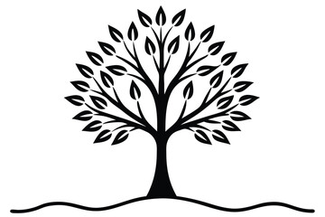 Obraz premium Silhouette of a Growing Tree on White Background for Personal Evolution Concept