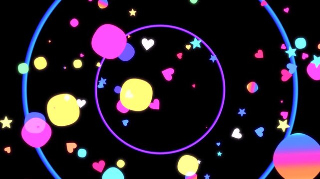 Neon gradient circles pop motion graphics. (loop)
