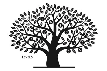 Obraz premium Minimalist Tree Graphic with Progress Levels for Measuring Business Success