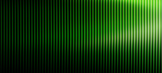 Dark green neon gradient ribbed glass. Vector ribbed glass texture background. Mesh gradient. acrylic ribbed bath surface. Reeded glass background semitransparent overlay. Bath wall window © Bletang
