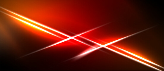Abstract red light streaks cross dark background. Bright energy radiates, creating dynamic visual impact. Intense glow dominates composition.