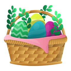 Easter Eggs in Basket Illustration