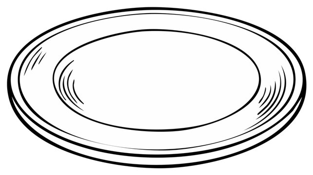Simple line drawing empty oval plate kitchenware dinnerware illustration