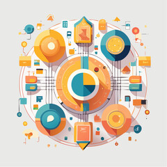 Obraz premium Abstract Data Visualization and Technology Network Concept with Geometric Shapes and Connections
