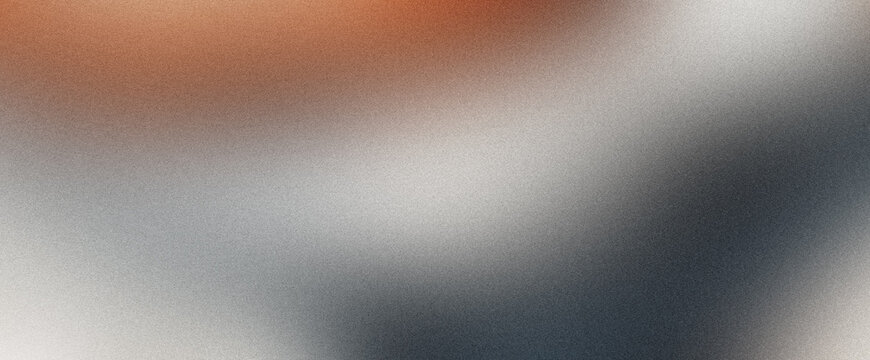 Abstract Metallic Grainy Gradient Background with Blurred Copper Orange and Silver Grey Light on Dark Noise Texture