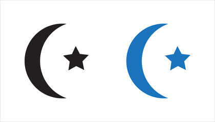 Obraz premium Simple editable outline icon of crescent moon and star symbol commonly associated with Islamic culture and Ramadan celebration themes. Suitable for religious, holiday, and spiritual designs.
