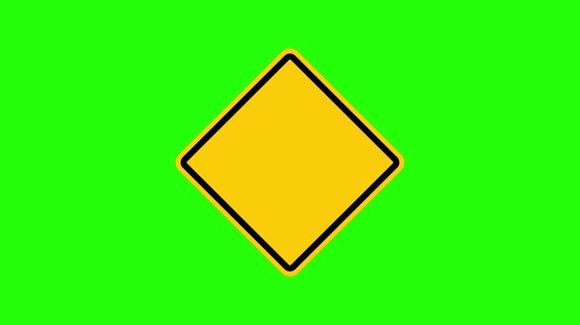 Road Fork Right and Left Turn Sign Animation 4K Looping Alpha Chroma Green Screen Yellow Traffic Marking Icon